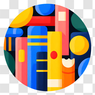 Education Book Icon - Colorful Books And Shapes Illustration Transparent PNG