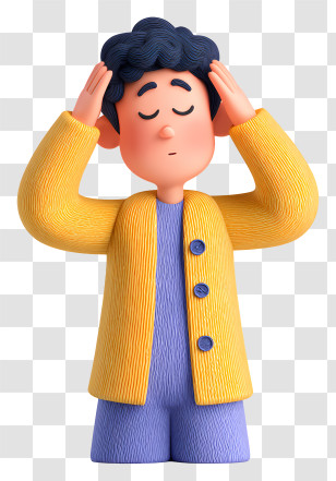 Employee Feeling Stressed - Cartoon Character In Yellow Jacket Transparent PNG