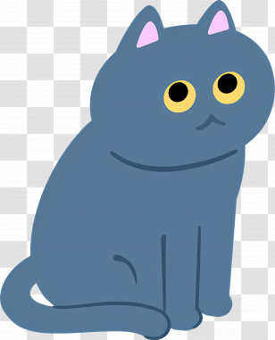 Cartoon Cat - Blue Cartoon Cat Illustration Transparent PNG