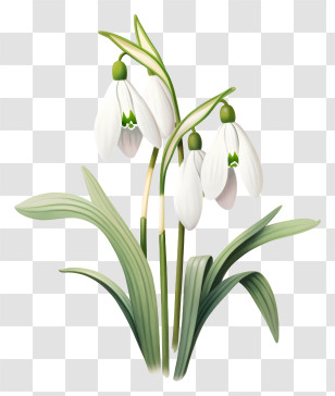 Snowdrop Flower - Realistic Snowdrop Flowers Drawing Transparent PNG