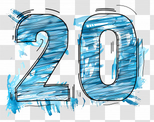 Number 20 - Number 20 In Artistic Blue Design Transparent PNG