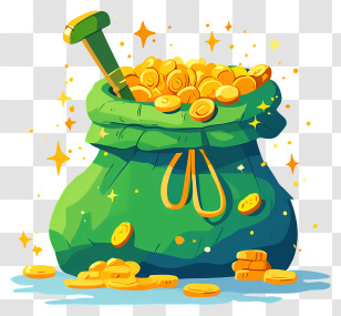 Gold Coins - Bag Of Gold Coins With Sparkles Transparent PNG