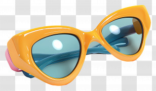 Sunglass Design - Yellow Sunglasses With Stylish Blue Lenses Transparent PNG