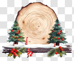 Winter Forest - Christmas Trees With Wood And Berries Transparent PNG