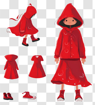 Inventive Character Designs - Red Hooded Outfit For Kids Transparent PNG