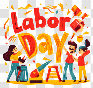 Labor Day - Labor Day Celebration With Festive Illustration Transparent PNG