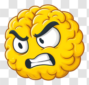 Mind Blown Emoji - Angry Brain Cartoon With Expression Transparent PNG