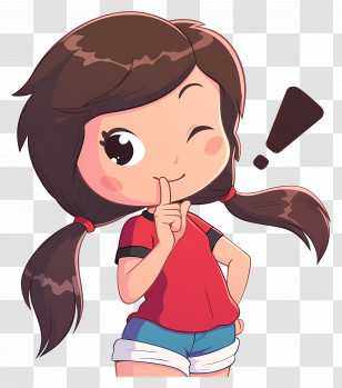 Cute Girl Winking - Cheerful Winking Girl In Cartoon Style Transparent PNG
