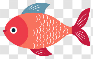 Fish - Simple Red Cartoon Fish Illustration Transparent PNG