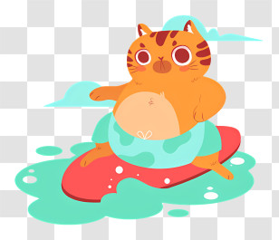 Cat - Adorable Surfing Cat In Summer Fun Transparent PNG