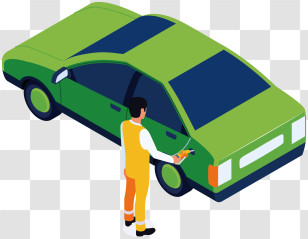 Green Car - Car Refueling At Gas Station Transparent PNG