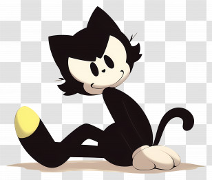 Felix The Cat - Cartoon Cat Sitting Transparent PNG