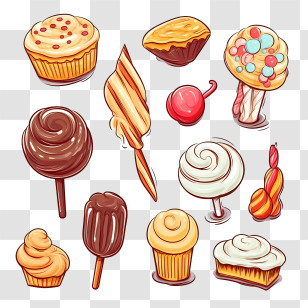 National Candy Day - Assorted Cupcakes, Lollipops, And Desserts Transparent PNG
