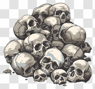 Pile Of Skulls - Creepy Pile Of Skulls Illustration For Halloween Transparent PNG