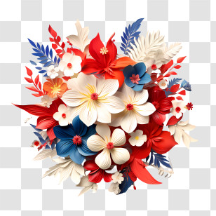 Costa Rica Independence Day - Decorative Colorful Paper Flowers Transparent PNG