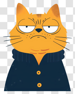 Cute Cat - Grumpy Cartoon Orange Cat Transparent PNG