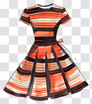 Striped Dress - Striped Orange And Black Dress Transparent PNG