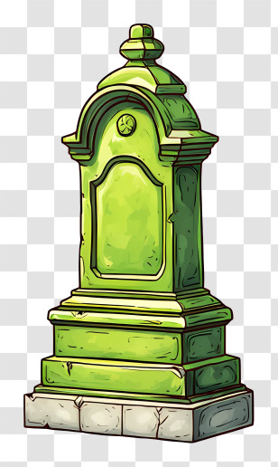 Headstone Emoji - Green Tombstone Illustration Transparent PNG