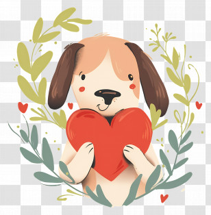 Dog Heart - Cute Puppy Holding A Heart Transparent PNG
