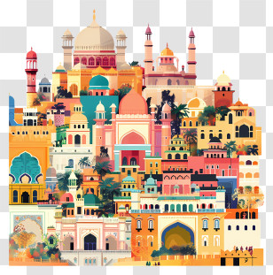 Hyderabad Skyline - Colorful Cityscape Of Diverse Architectural Styles Transparent PNG