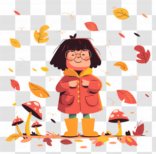 Autumn Background - Girl In Autumn Theme Illustration Transparent PNG