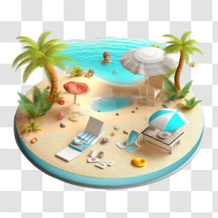 Travel - Miniature Tropical Beach Scene Transparent PNG