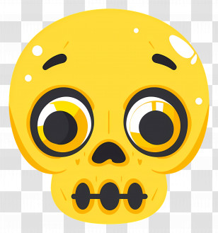 Halloween Skull - Cute Yellow Skull Cartoon With Big Eyes Transparent PNG