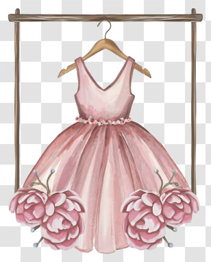 Pink Dress - Pink Floral Dress On Hanger With Bloom Decor Transparent PNG