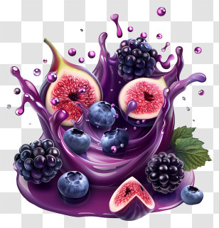 Purple Fruit - Berry And Fig Juice Splash Transparent PNG