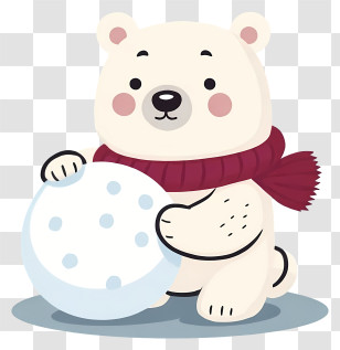 Polar Bear - White Bear With Snowball Transparent PNG