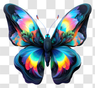 Iridescent Butterfly Wings - Vibrant Rainbow Butterfly Transparent PNG