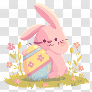 Easter Bunny - Pink Rabbit With Easter Egg Transparent PNG