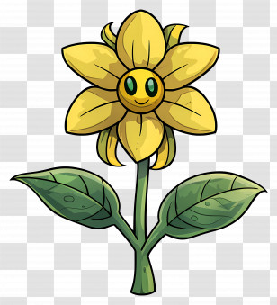 Yellow Flower - Smiling Yellow Flower Transparent PNG