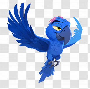 Blue Macaw - Flying Blue Parrot Cartoon Character Transparent PNG