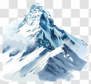 Snow Mountain - Stunning Snowy Mountain Peak Transparent PNG