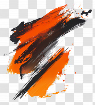Brush Stroke - Abstract Orange And Black Brushstroke Artwork Transparent PNG