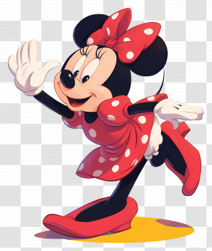Minnie Mouse - Cheerful Cartoon Mouse In Polka-Dot Red Dress Transparent PNG