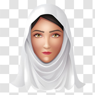 Woman With Veil - Elegant Woman In White Hijab Illustration Transparent PNG