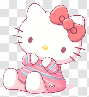 Hello Kitty - Hello Kitty Illustration In Pink Outfit Transparent PNG