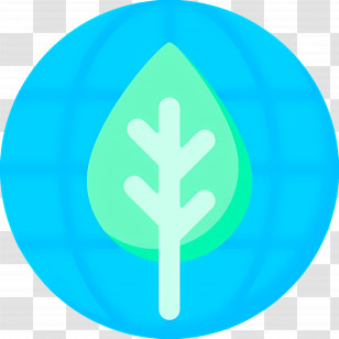 Sustainability - Green Leaf On Blue Background Transparent PNG