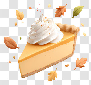 Slice Of Pumpkin Pie - Pumpkin Pie Slice With Whipped Cream Transparent PNG