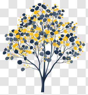 Eucalyptus Tree - Abstract Tree Design With Yellow And Blue Leaves Transparent PNG
