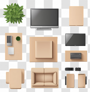 Tv Top View - Modern Office Setup With Electronics Transparent PNG