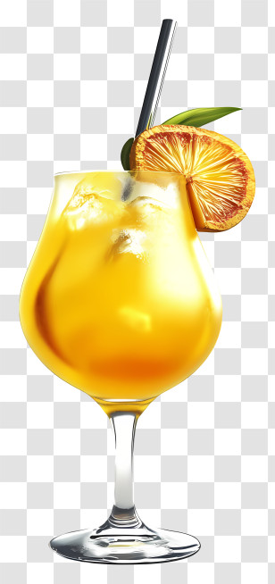 Yellow Cocktail - Orange Cocktail With Ice Transparent PNG