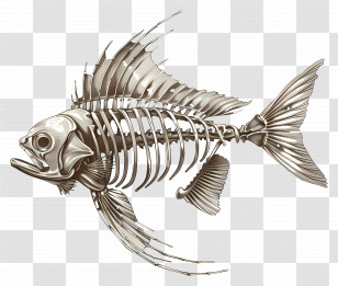 Fish Skeleton - Detailed Fish Skeleton Illustration Transparent PNG