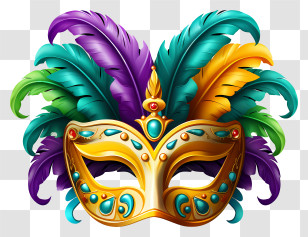 Shrove Tuesday - Decorative Feather Masquerade Mask For Festivities Transparent PNG