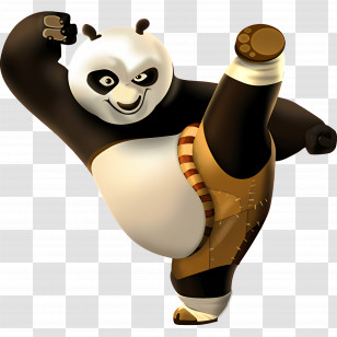 Kung Fu Panda - Martial Arts Panda Showing High Kick Transparent PNG
