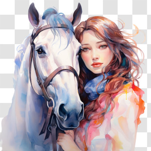 National I Love Horses Day - Woman With Horse Portrait Transparent PNG