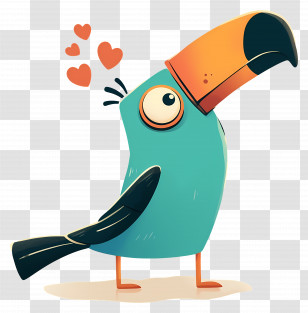 Cartoon Toucan - Cartoon Toucan Bird With Hearts Transparent PNG