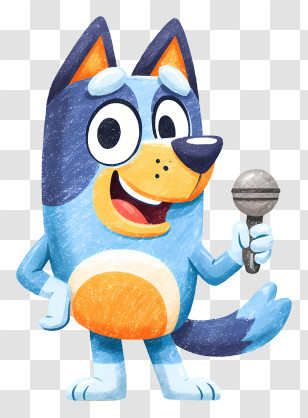 Bluey Holding Microphone - Singing Wolf With Microphone Transparent PNG
